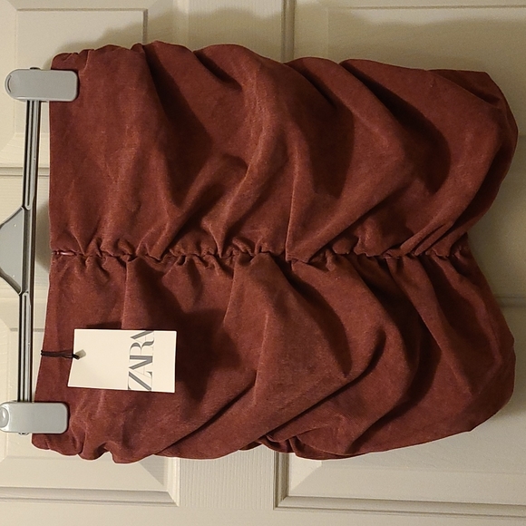 Zara Ruched Corduroy Mini Skirt Size Large - Picture 3 of 6